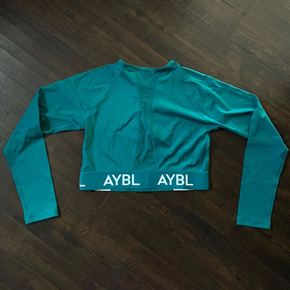 NWT AYBL Teal Long Sleeve Crop Top - Picture 2 of 5